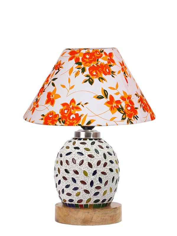 Multicolor Table Lamp | Artistic Mosaic Glass with Sturdy Wood Base | Decorative Ambient Light for Home D�cor | Perfect Blend of Modern & Traditional Style - Model DG289