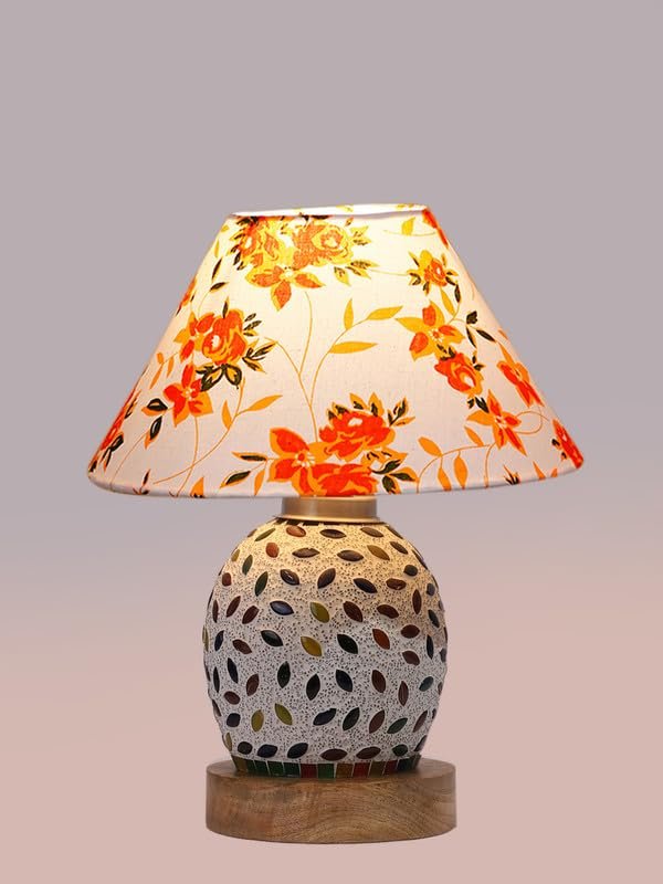 Multicolor Table Lamp | Artistic Mosaic Glass with Sturdy Wood Base | Decorative Ambient Light for Home D�cor | Perfect Blend of Modern & Traditional Style - Model DG289