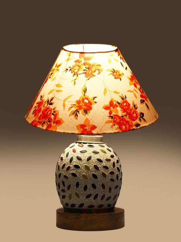 Multicolor Table Lamp | Artistic Mosaic Glass with Sturdy Wood Base | Decorative Ambient Light for Home D�cor | Perfect Blend of Modern & Traditional Style - Model DG289