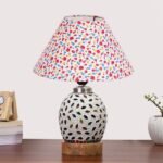 Multicolor Table Lamp | Artistic Mosaic Glass with Sturdy Wood Base | Decorative Ambient Light for Home D�cor | Perfect Blend of Modern & Traditional Style – Model DG290