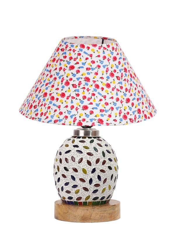 Multicolor Table Lamp | Artistic Mosaic Glass with Sturdy Wood Base | Decorative Ambient Light for Home D�cor | Perfect Blend of Modern & Traditional Style - Model DG290