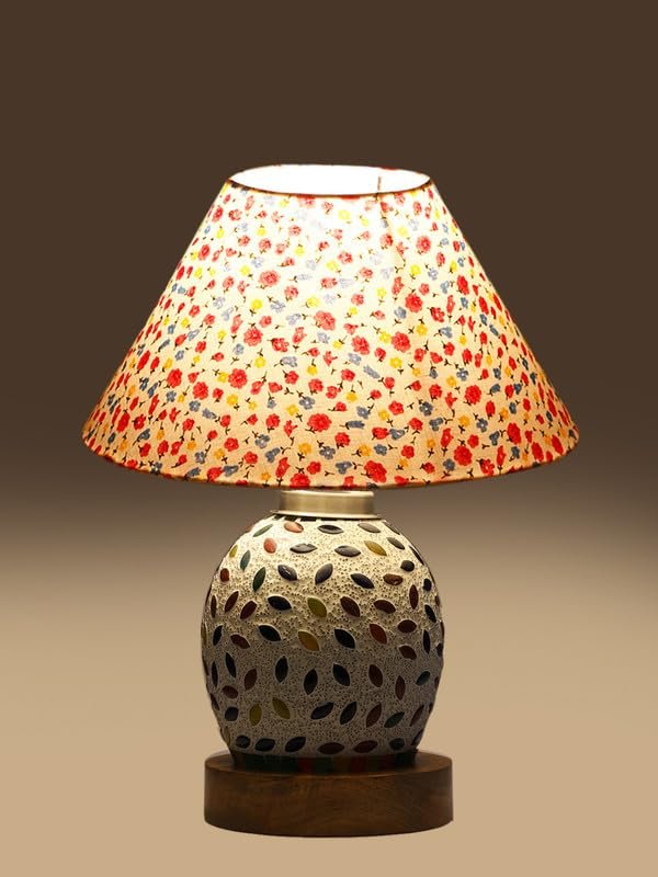 Multicolor Table Lamp | Artistic Mosaic Glass with Sturdy Wood Base | Decorative Ambient Light for Home D�cor | Perfect Blend of Modern & Traditional Style - Model DG290