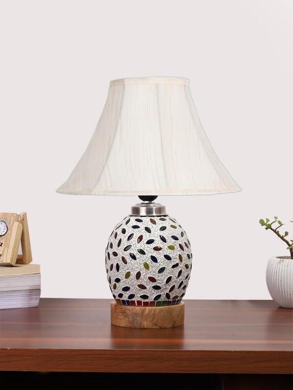Multicolor Table Lamp | Artistic Mosaic Glass with Sturdy Wood Base | Decorative Ambient Light for Home D�cor | Perfect Blend of Modern & Traditional Style - Model DG291