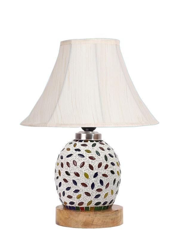 Multicolor Table Lamp | Artistic Mosaic Glass with Sturdy Wood Base | Decorative Ambient Light for Home D�cor | Perfect Blend of Modern & Traditional Style - Model DG291