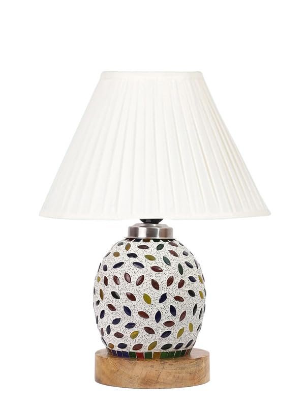 Multicolor Table Lamp | Artistic Mosaic Glass with Sturdy Wood Base | Decorative Ambient Light for Home D�cor | Perfect Blend of Modern & Traditional Style - Model DG293