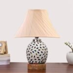Multicolor Table Lamp | Artistic Mosaic Glass with Sturdy Wood Base | Decorative Ambient Light for Home D�cor | Perfect Blend of Modern & Traditional Style – Model DG294