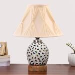 Multicolor Table Lamp | Artistic Mosaic Glass with Sturdy Wood Base | Decorative Ambient Light for Home D�cor | Perfect Blend of Modern & Traditional Style – Model DG295