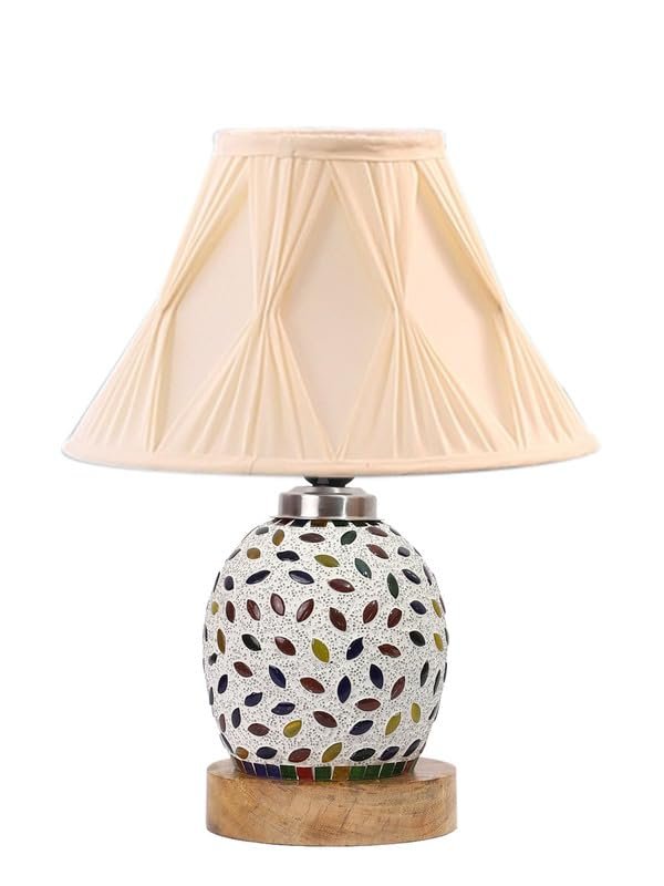 Multicolor Table Lamp | Artistic Mosaic Glass with Sturdy Wood Base | Decorative Ambient Light for Home D�cor | Perfect Blend of Modern & Traditional Style - Model DG295