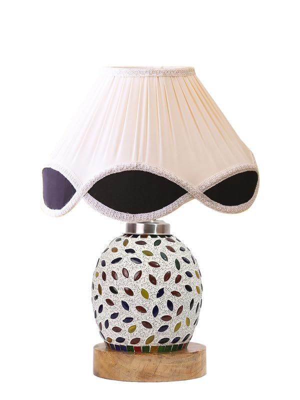 Multicolor Table Lamp | Artistic Mosaic Glass with Sturdy Wood Base | Decorative Ambient Light for Home D�cor | Perfect Blend of Modern & Traditional Style - Model DG297