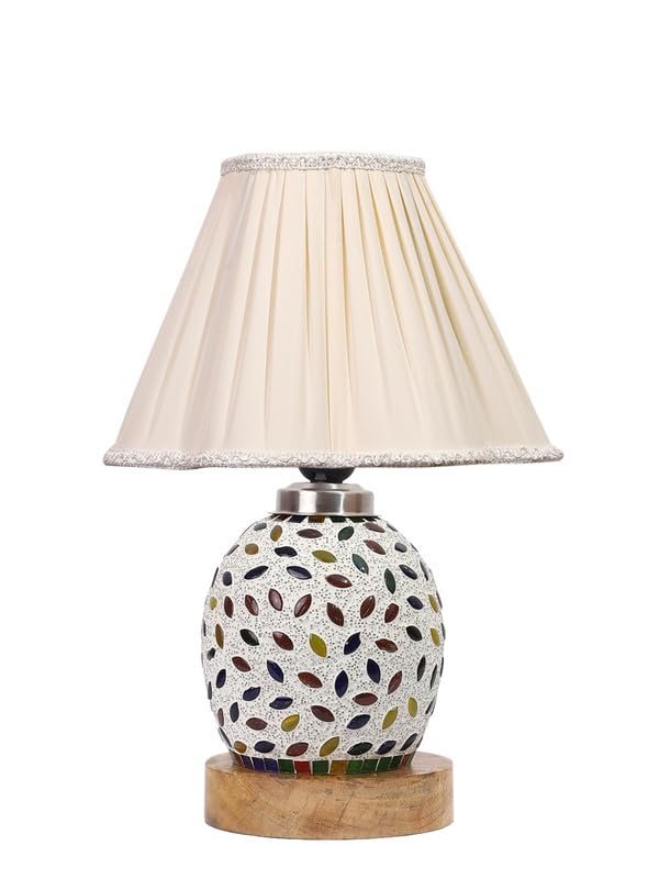 Multicolor Table Lamp | Artistic Mosaic Glass with Sturdy Wood Base | Decorative Ambient Light for Home D�cor | Perfect Blend of Modern & Traditional Style - Model DG300