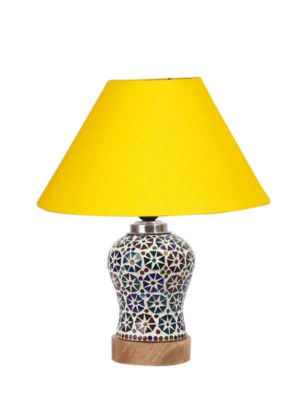 Multicolor Table Lamp | Artistic Mosaic Glass with Sturdy Wood Base | Decorative Ambient Light for Home D�cor | Perfect Blend of Modern & Traditional Style - Model DG3