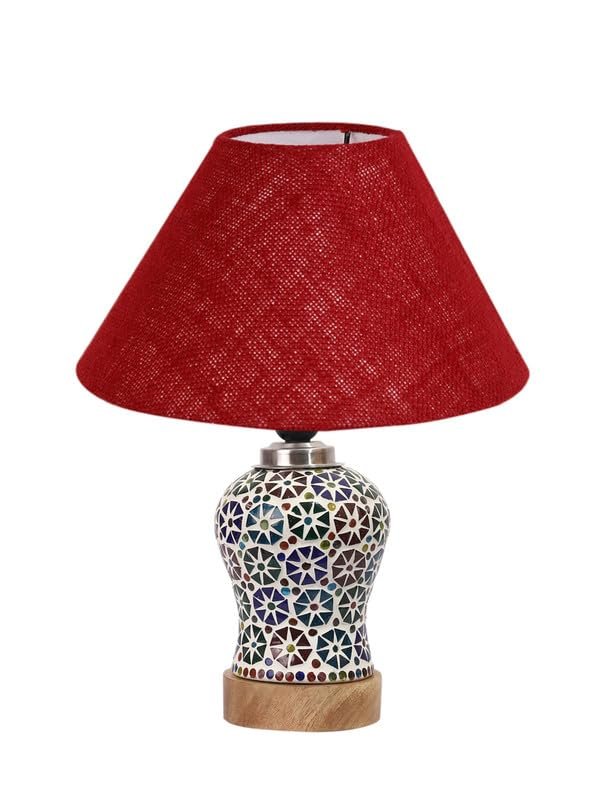 Multicolor Table Lamp | Artistic Mosaic Glass with Sturdy Wood Base | Decorative Ambient Light for Home D�cor | Perfect Blend of Modern & Traditional Style - Model DG310