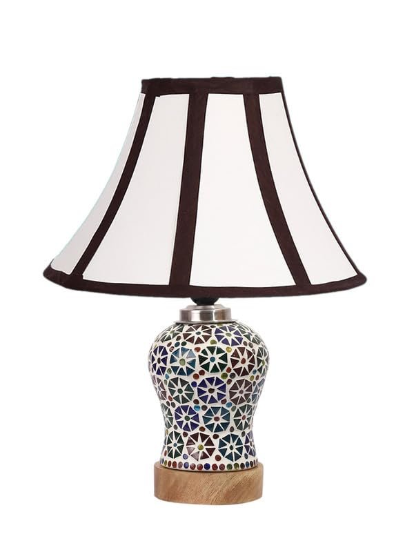 Multicolor Table Lamp | Artistic Mosaic Glass with Sturdy Wood Base | Decorative Ambient Light for Home D�cor | Perfect Blend of Modern & Traditional Style - Model DG317