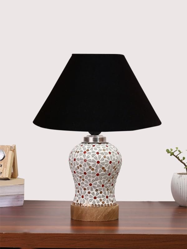 Multicolor Table Lamp | Artistic Mosaic Glass with Sturdy Wood Base | Decorative Ambient Light for Home D�cor | Perfect Blend of Modern & Traditional Style - Model DG352