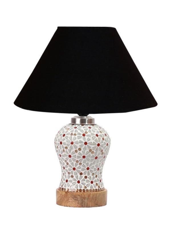 Multicolor Table Lamp | Artistic Mosaic Glass with Sturdy Wood Base | Decorative Ambient Light for Home D�cor | Perfect Blend of Modern & Traditional Style - Model DG352