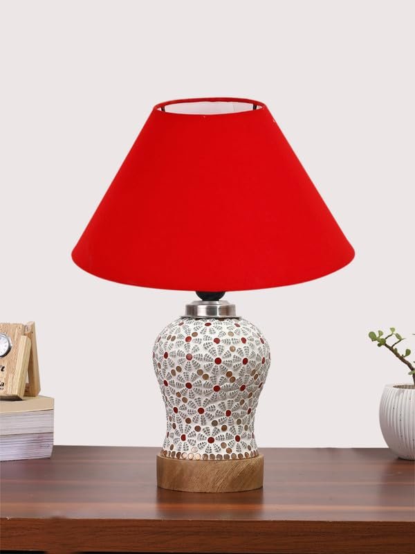 Multicolor Table Lamp | Artistic Mosaic Glass with Sturdy Wood Base | Decorative Ambient Light for Home D�cor | Perfect Blend of Modern & Traditional Style - Model DG353