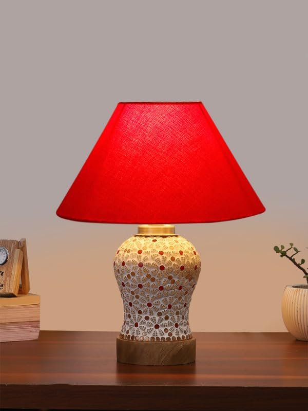 Multicolor Table Lamp | Artistic Mosaic Glass with Sturdy Wood Base | Decorative Ambient Light for Home D�cor | Perfect Blend of Modern & Traditional Style - Model DG353