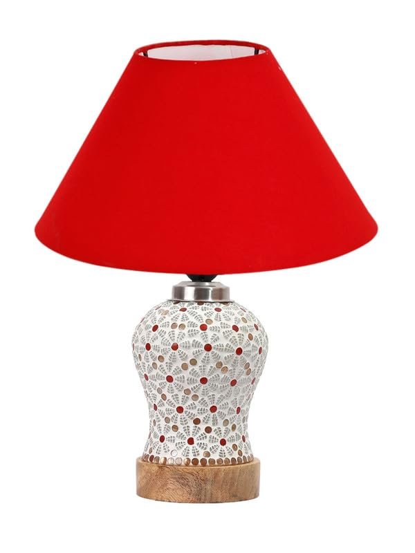 Multicolor Table Lamp | Artistic Mosaic Glass with Sturdy Wood Base | Decorative Ambient Light for Home D�cor | Perfect Blend of Modern & Traditional Style - Model DG353