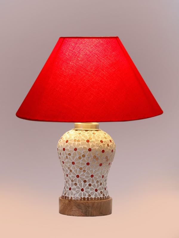 Multicolor Table Lamp | Artistic Mosaic Glass with Sturdy Wood Base | Decorative Ambient Light for Home D�cor | Perfect Blend of Modern & Traditional Style - Model DG353