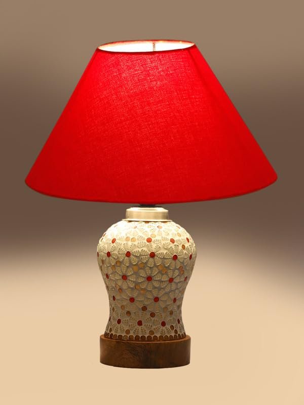 Multicolor Table Lamp | Artistic Mosaic Glass with Sturdy Wood Base | Decorative Ambient Light for Home D�cor | Perfect Blend of Modern & Traditional Style - Model DG353