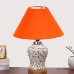 Multicolor Table Lamp | Artistic Mosaic Glass with Sturdy Wood Base | Decorative Ambient Light for Home D�cor | Perfect Blend of Modern & Traditional Style – Model DG354