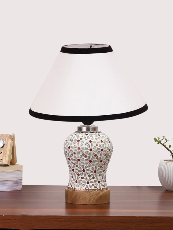 Multicolor Table Lamp | Artistic Mosaic Glass with Sturdy Wood Base | Decorative Ambient Light for Home D�cor | Perfect Blend of Modern & Traditional Style - Model DG357