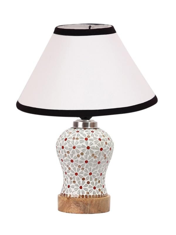 Multicolor Table Lamp | Artistic Mosaic Glass with Sturdy Wood Base | Decorative Ambient Light for Home D�cor | Perfect Blend of Modern & Traditional Style - Model DG357