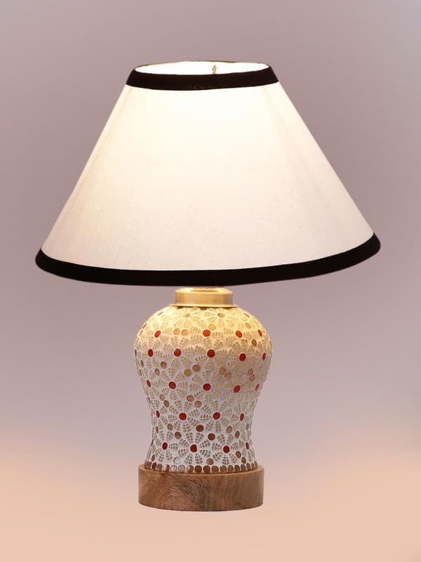 Multicolor Table Lamp | Artistic Mosaic Glass with Sturdy Wood Base | Decorative Ambient Light for Home D�cor | Perfect Blend of Modern & Traditional Style - Model DG357