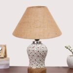 Multicolor Table Lamp | Artistic Mosaic Glass with Sturdy Wood Base | Decorative Ambient Light for Home D�cor | Perfect Blend of Modern & Traditional Style – Model DG358