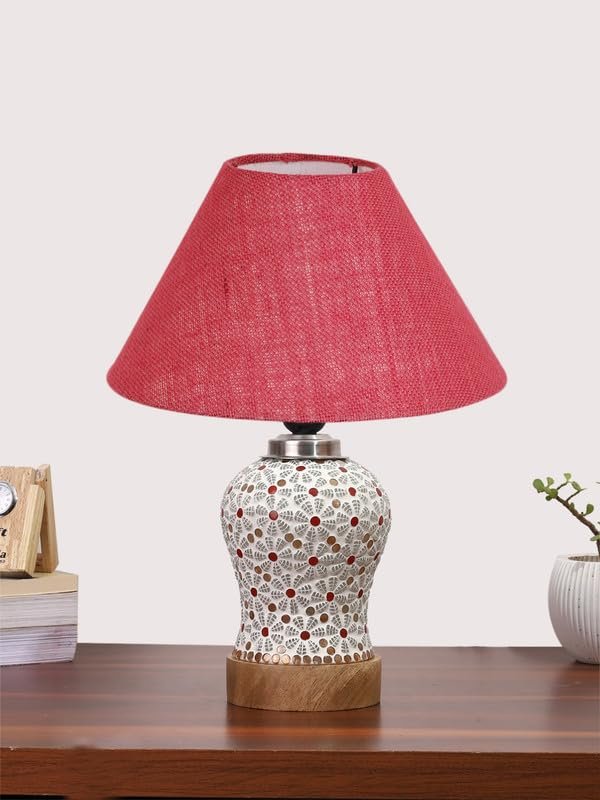 Multicolor Table Lamp | Artistic Mosaic Glass with Sturdy Wood Base | Decorative Ambient Light for Home D�cor | Perfect Blend of Modern & Traditional Style - Model DG359