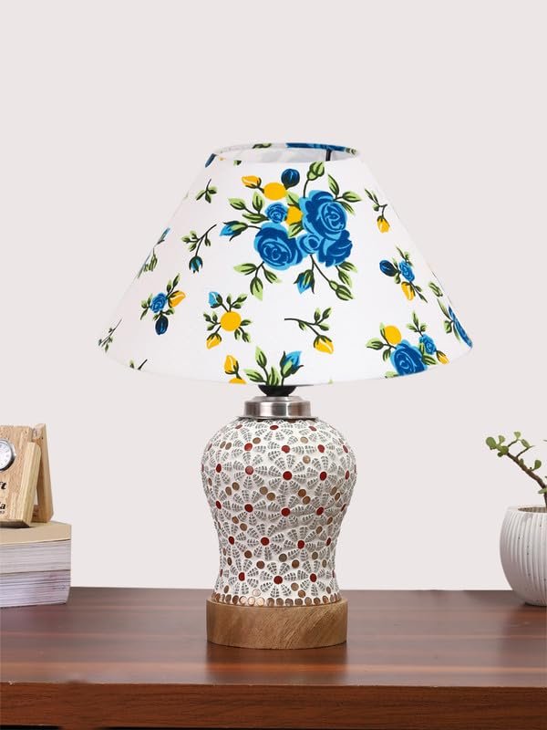 Multicolor Table Lamp | Artistic Mosaic Glass with Sturdy Wood Base | Decorative Ambient Light for Home D�cor | Perfect Blend of Modern & Traditional Style - Model DG363