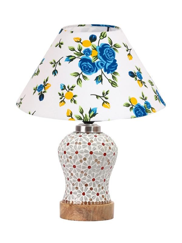 Multicolor Table Lamp | Artistic Mosaic Glass with Sturdy Wood Base | Decorative Ambient Light for Home D�cor | Perfect Blend of Modern & Traditional Style - Model DG363