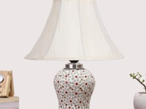 Multicolor Table Lamp | Artistic Mosaic Glass with Sturdy Wood Base | Decorative Ambient Light for Home D�cor | Perfect Blend of Modern & Traditional Style - Model DG366