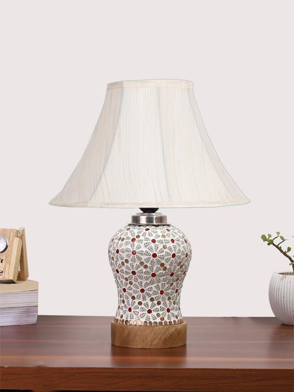 Multicolor Table Lamp | Artistic Mosaic Glass with Sturdy Wood Base | Decorative Ambient Light for Home D�cor | Perfect Blend of Modern & Traditional Style – Model DG366