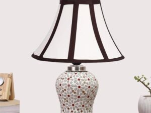 Multicolor Table Lamp | Artistic Mosaic Glass with Sturdy Wood Base | Decorative Ambient Light for Home D�cor | Perfect Blend of Modern & Traditional Style - Model DG367