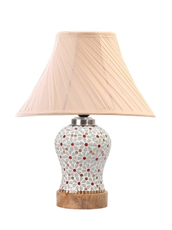 Multicolor Table Lamp | Artistic Mosaic Glass with Sturdy Wood Base | Decorative Ambient Light for Home D�cor | Perfect Blend of Modern & Traditional Style - Model DG369