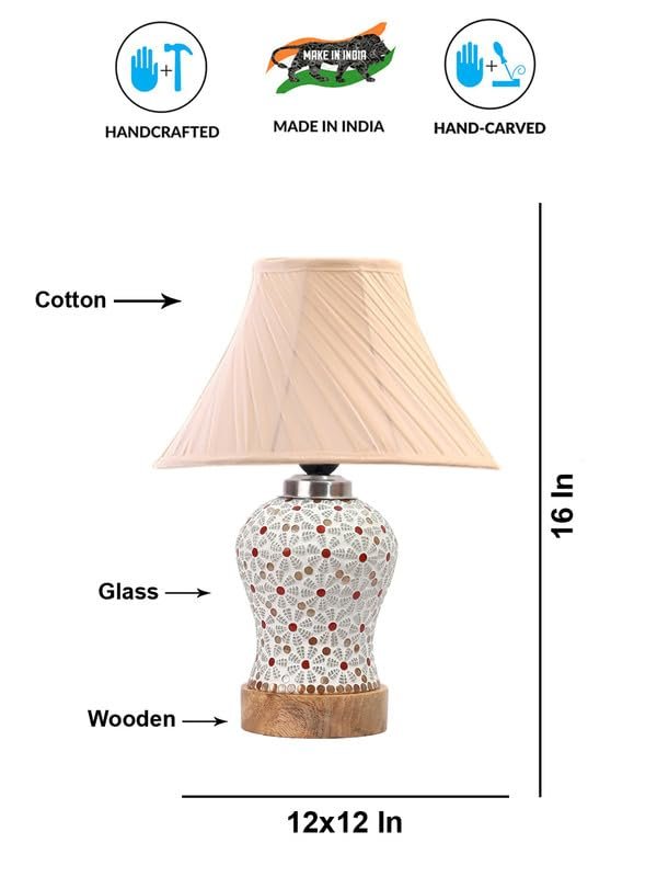 Multicolor Table Lamp | Artistic Mosaic Glass with Sturdy Wood Base | Decorative Ambient Light for Home D�cor | Perfect Blend of Modern & Traditional Style - Model DG369
