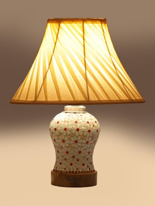 Multicolor Table Lamp | Artistic Mosaic Glass with Sturdy Wood Base | Decorative Ambient Light for Home D�cor | Perfect Blend of Modern & Traditional Style - Model DG369