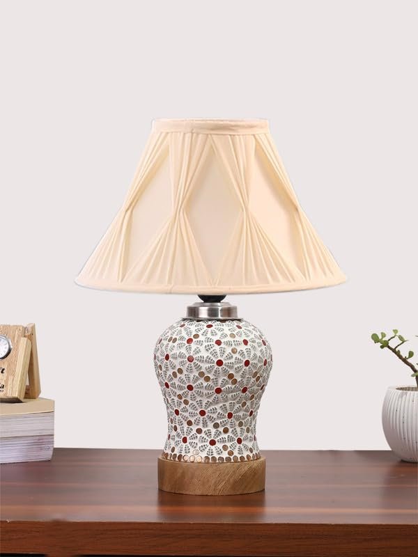 Multicolor Table Lamp | Artistic Mosaic Glass with Sturdy Wood Base | Decorative Ambient Light for Home D�cor | Perfect Blend of Modern & Traditional Style - Model DG370