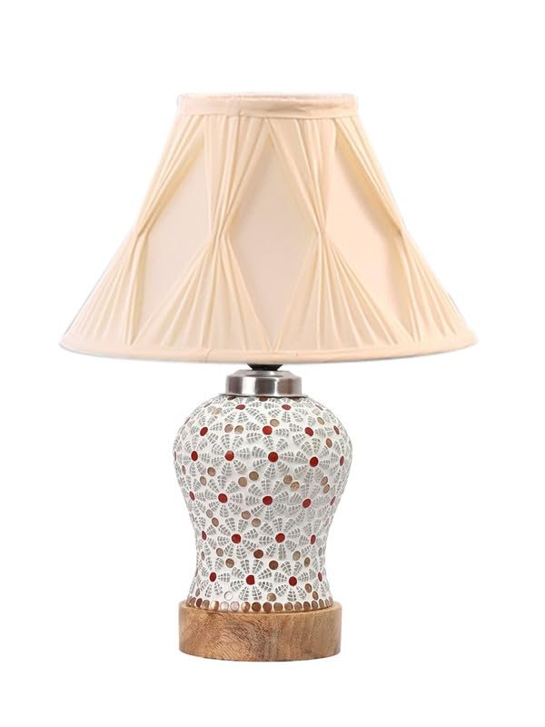 Multicolor Table Lamp | Artistic Mosaic Glass with Sturdy Wood Base | Decorative Ambient Light for Home D�cor | Perfect Blend of Modern & Traditional Style - Model DG370