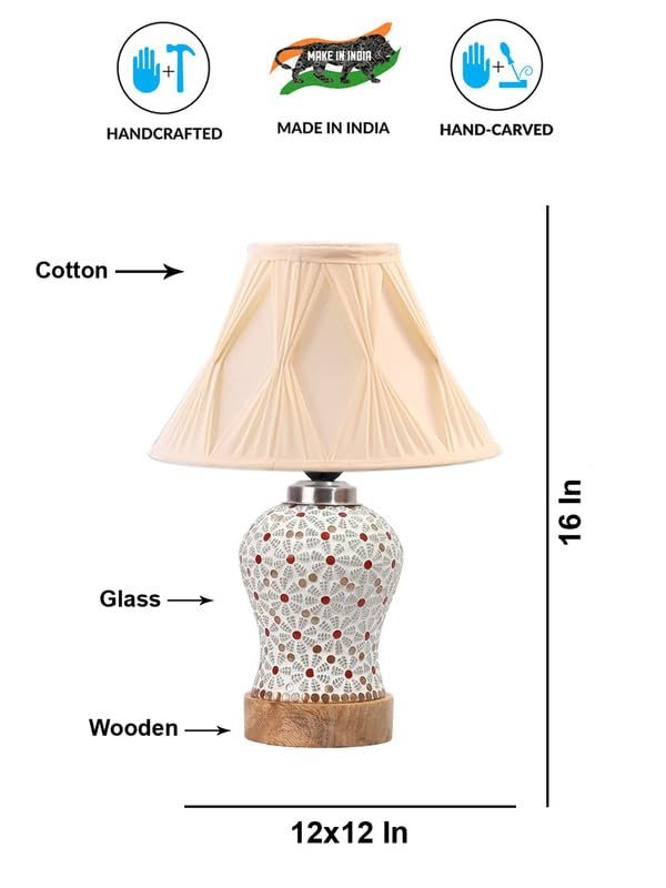 Multicolor Table Lamp | Artistic Mosaic Glass with Sturdy Wood Base | Decorative Ambient Light for Home D�cor | Perfect Blend of Modern & Traditional Style - Model DG370