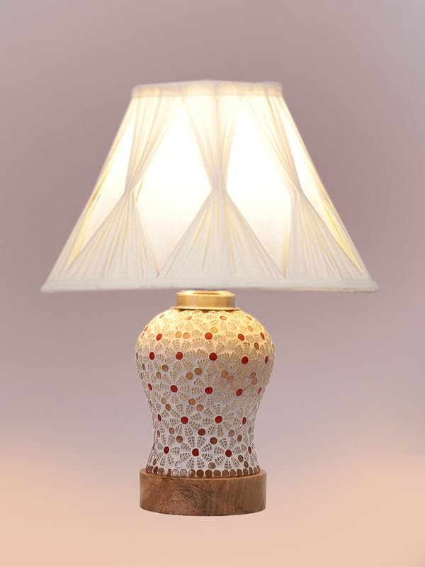 Multicolor Table Lamp | Artistic Mosaic Glass with Sturdy Wood Base | Decorative Ambient Light for Home D�cor | Perfect Blend of Modern & Traditional Style - Model DG370