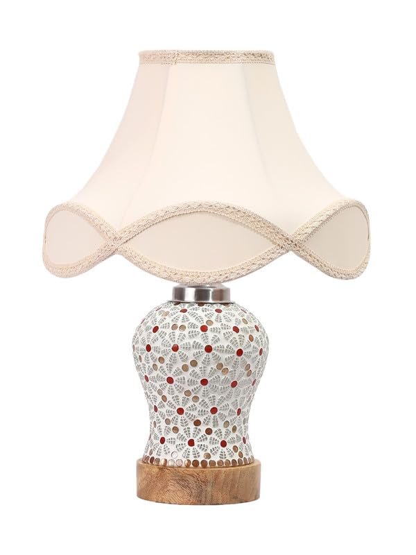 Multicolor Table Lamp | Artistic Mosaic Glass with Sturdy Wood Base | Decorative Ambient Light for Home D�cor | Perfect Blend of Modern & Traditional Style - Model DG371