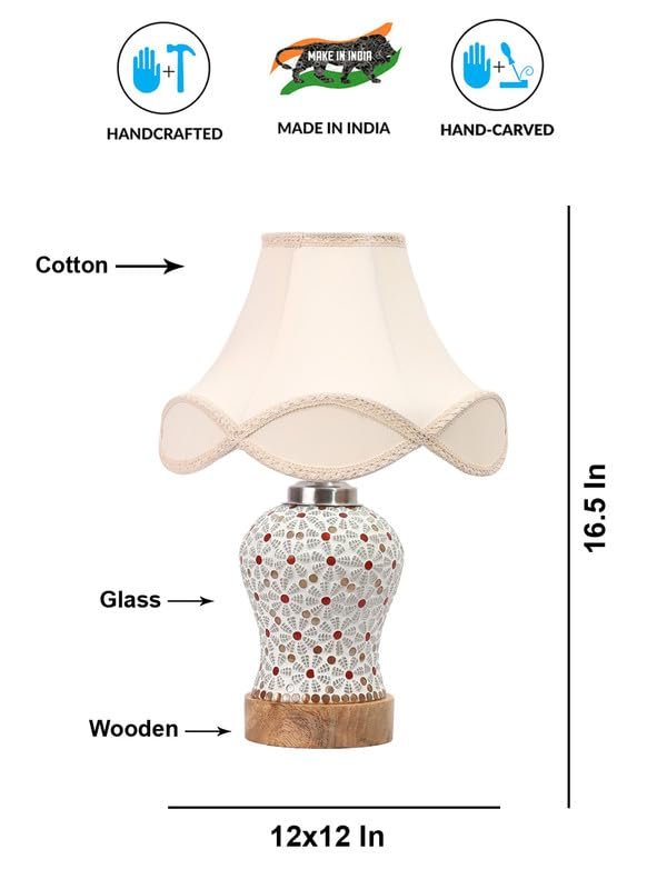 Multicolor Table Lamp | Artistic Mosaic Glass with Sturdy Wood Base | Decorative Ambient Light for Home D�cor | Perfect Blend of Modern & Traditional Style - Model DG371