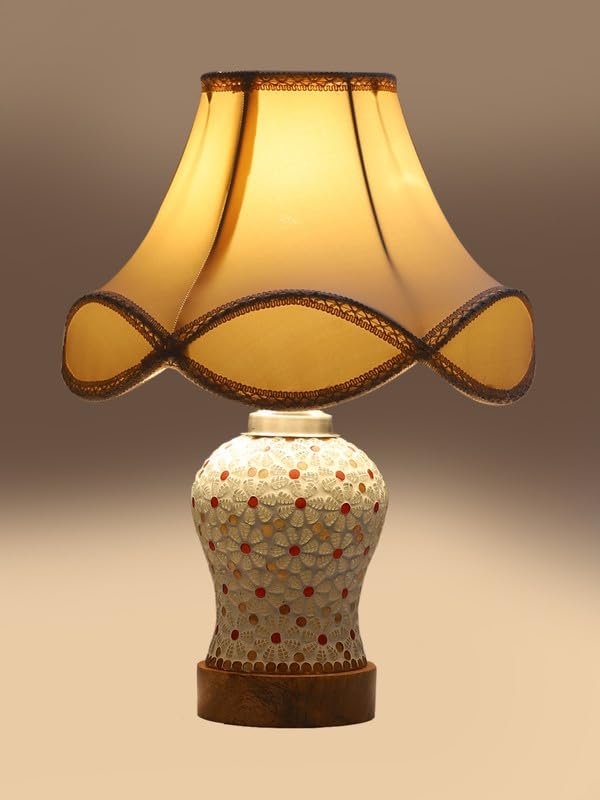 Multicolor Table Lamp | Artistic Mosaic Glass with Sturdy Wood Base | Decorative Ambient Light for Home D�cor | Perfect Blend of Modern & Traditional Style - Model DG371