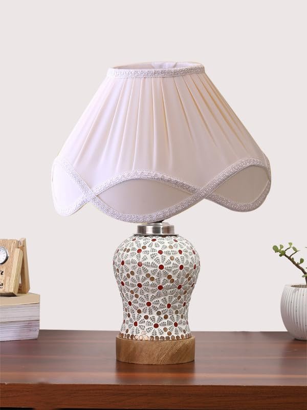 Multicolor Table Lamp | Artistic Mosaic Glass with Sturdy Wood Base | Decorative Ambient Light for Home D�cor | Perfect Blend of Modern & Traditional Style - Model DG372