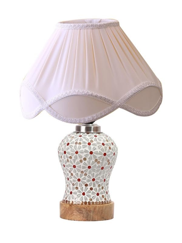 Multicolor Table Lamp | Artistic Mosaic Glass with Sturdy Wood Base | Decorative Ambient Light for Home D�cor | Perfect Blend of Modern & Traditional Style - Model DG372