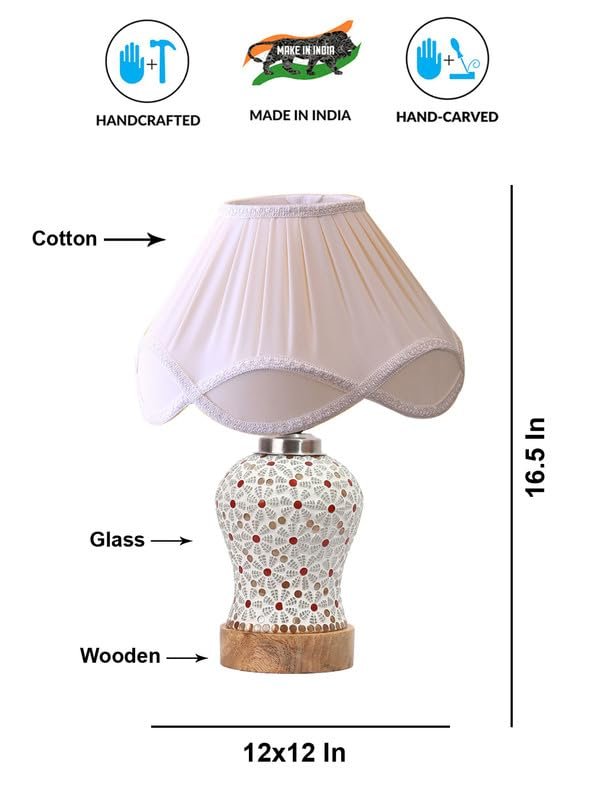 Multicolor Table Lamp | Artistic Mosaic Glass with Sturdy Wood Base | Decorative Ambient Light for Home D�cor | Perfect Blend of Modern & Traditional Style - Model DG372