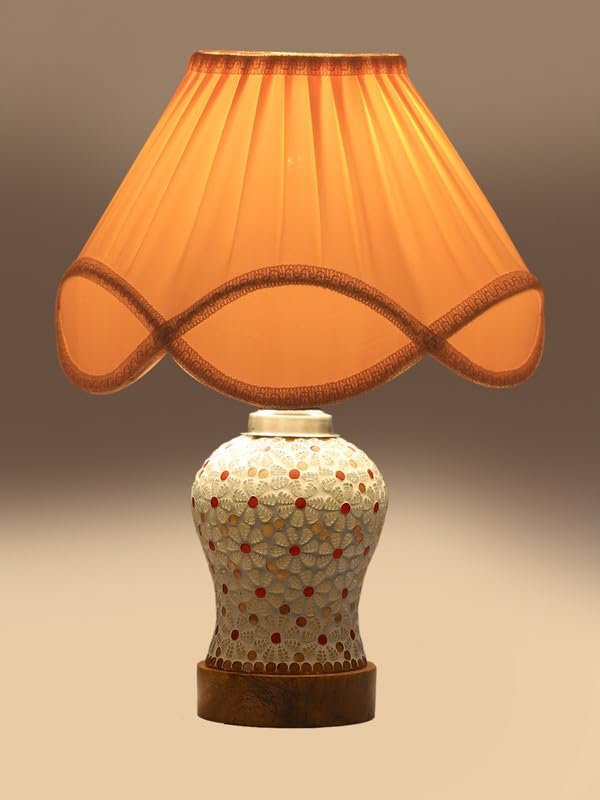 Multicolor Table Lamp | Artistic Mosaic Glass with Sturdy Wood Base | Decorative Ambient Light for Home D�cor | Perfect Blend of Modern & Traditional Style - Model DG372