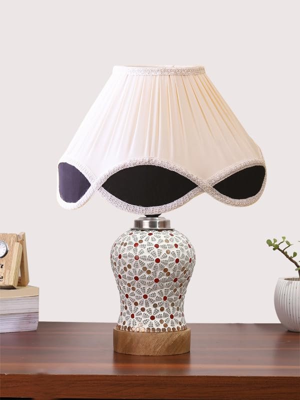 Multicolor Table Lamp | Artistic Mosaic Glass with Sturdy Wood Base | Decorative Ambient Light for Home D�cor | Perfect Blend of Modern & Traditional Style - Model DG373